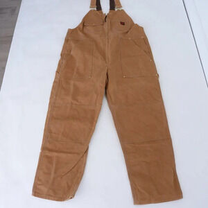 Vintage Tough Duck Tan 100% Cotton Double  Knee Zip Up Overalls Size XL-XXL